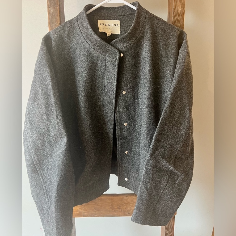 Oversized Bomber Jacket Grey - image 1